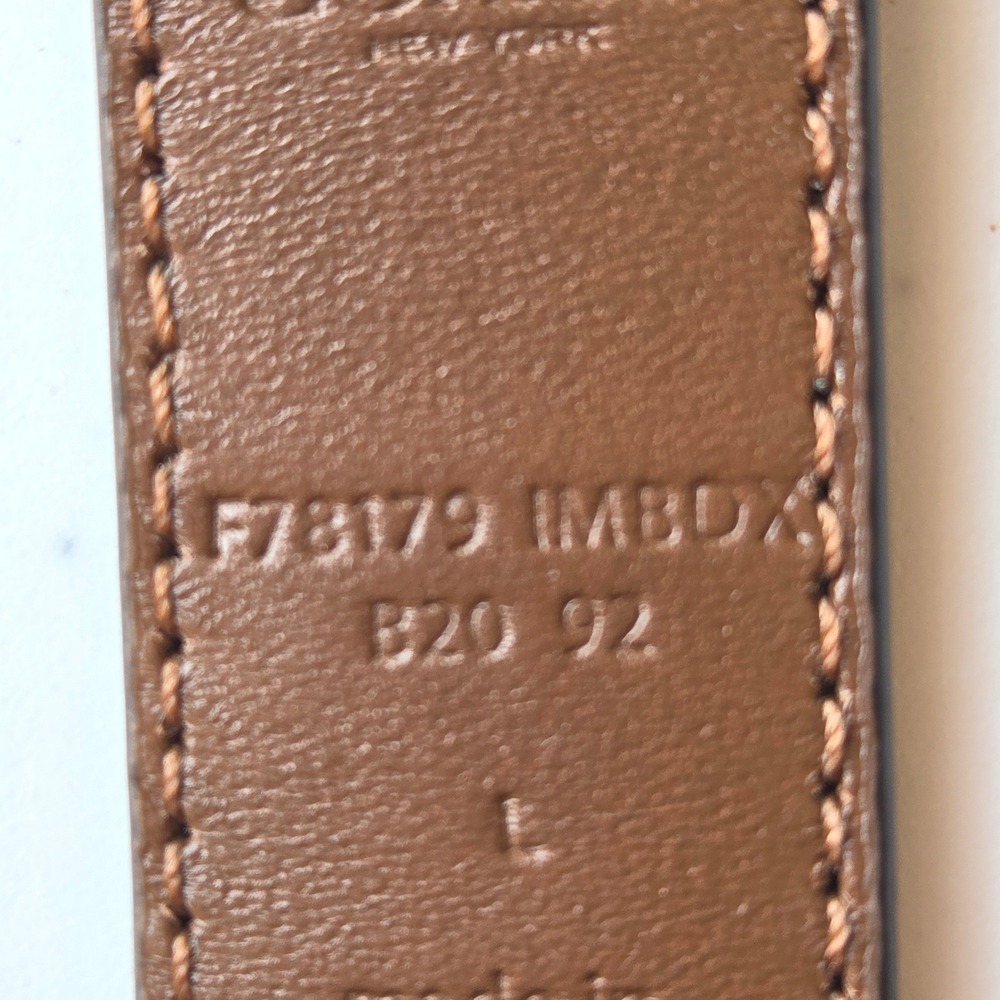 Coach Womens Signature Monogram Leather Trim Belt Khaki Brown Gold F78179 L - Picture 5 of 11